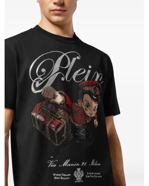 メンズ Philipp Plein ビジュートリム Tシャツ Black