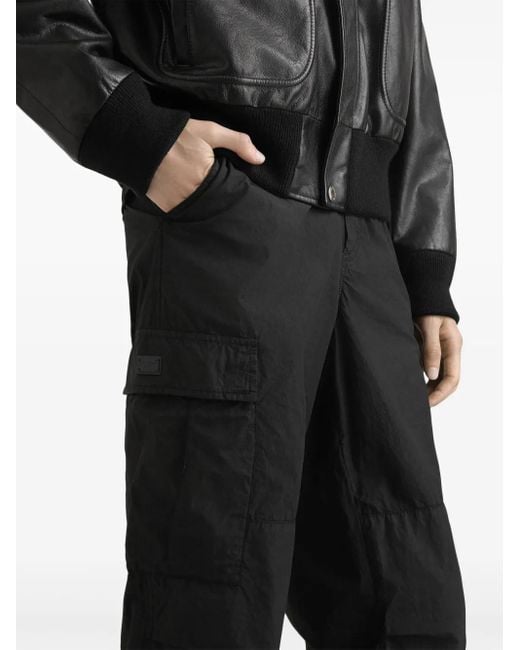 Dolce & Gabbana Black High-Waisted Cargo Trousers for men