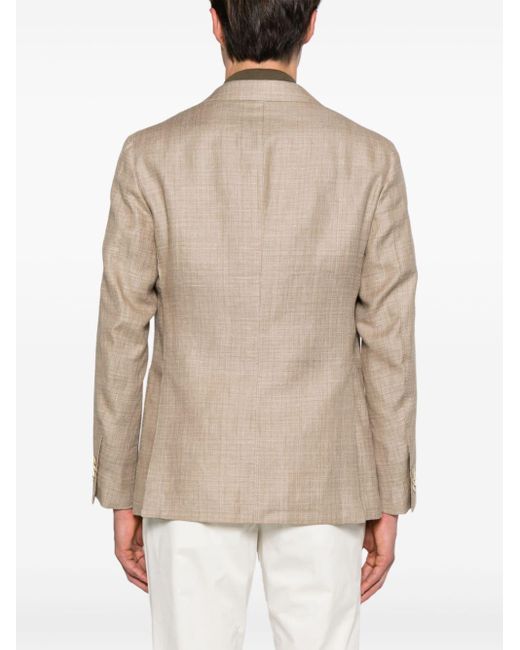 Caruso Natural Notched-lapel Single-breasted Blazer for men