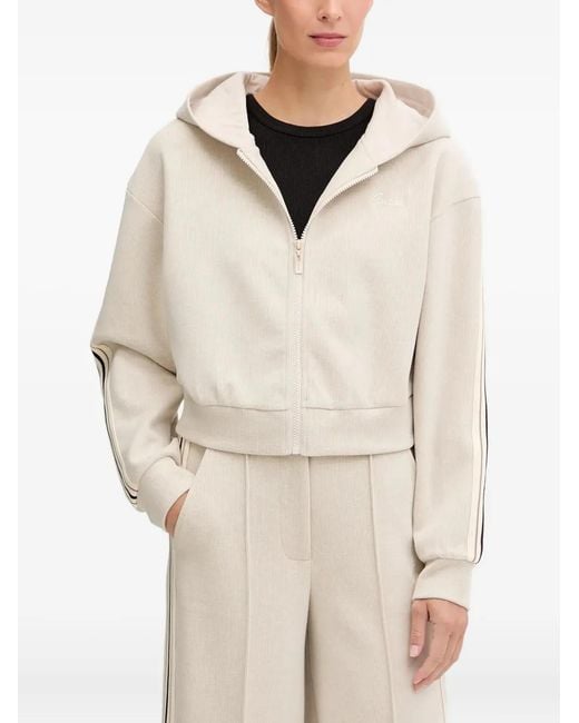 Guess Natural Striped-Sleeve Hooded Hoodie