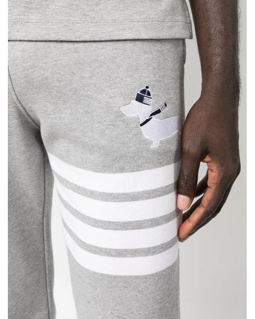 Thom Browne Gray Hector-Embroidered Track Pants for men