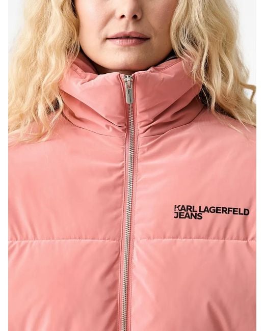 Karl Lagerfeld Pink Logo-Print Padded Jacket