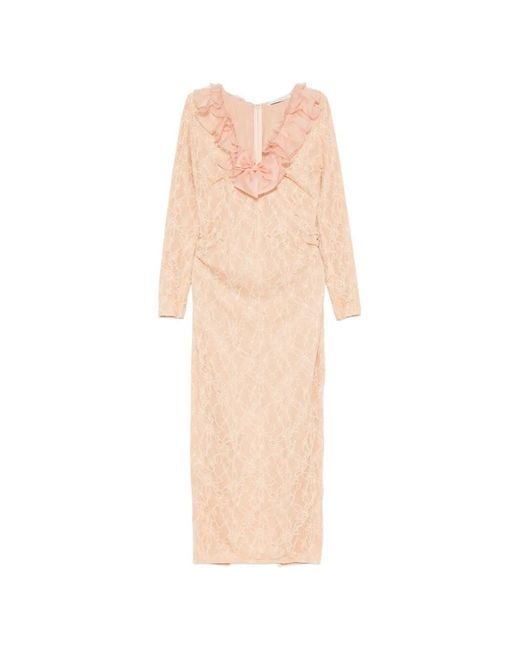 Alessandra Rich White Ruffled Midi Dress