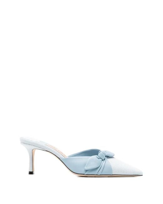 Jimmy Choo White Knot-Detail Pointed-Toe Mules