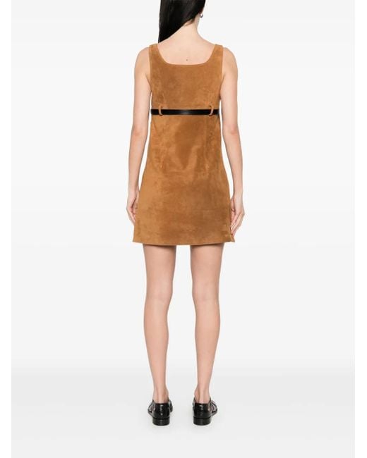 Coperni Brown Belted Suede Mini Dress