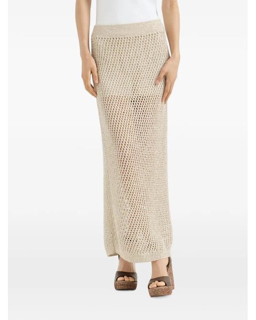 Brunello Cucinelli White Dazzling Texture Net Knit Skirt
