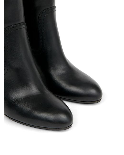 Maison Margiela Black 80Mm Leather Knee-High Boots