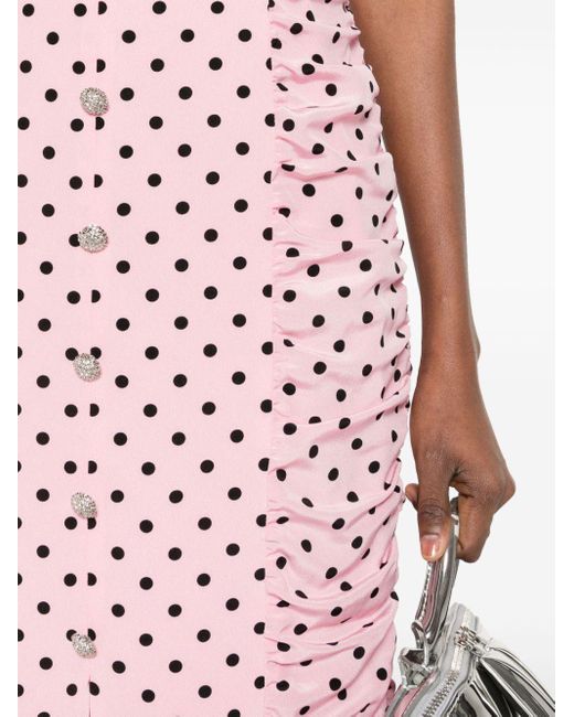 Alessandra Rich Pink Gerafftes Kleid mit Polka Dots