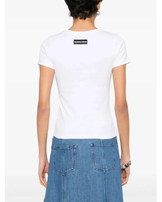 MARINE SERRE White Logo Cotton T-Shirt