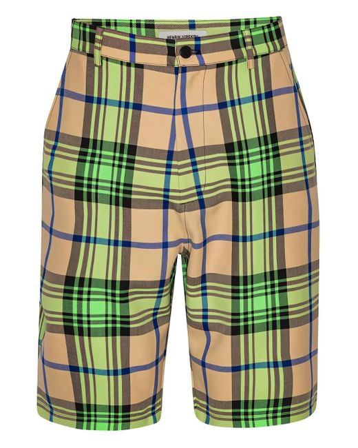 Henrik Vibskov Geruite Shorts in het Green