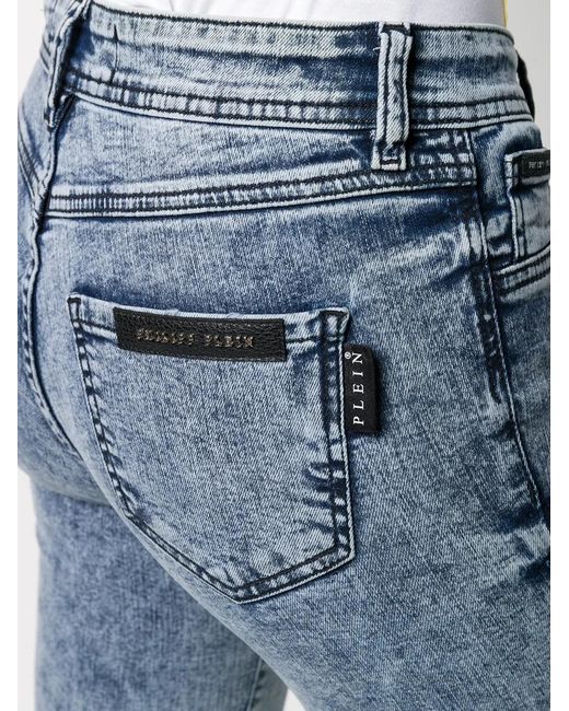 Philipp Plein Blue Acid Wash Denim Leggings