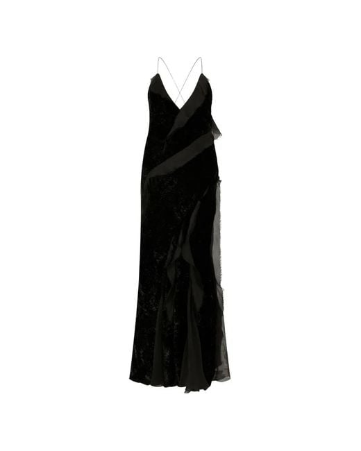 Roberto Cavalli Black Ruffled-Details Maxi Dress