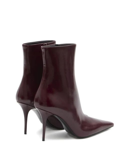 Saint Laurent Purple 90Mm Ashley Pointed-Toe Ankle Boots