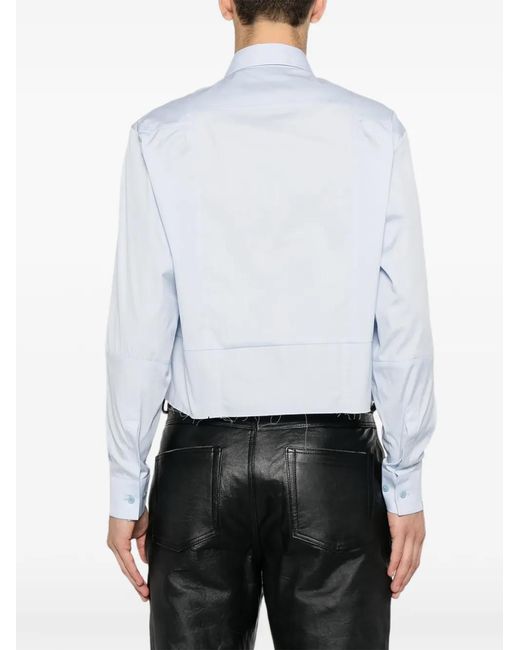Vetements Blue Cropped Raw-Edge Shirt