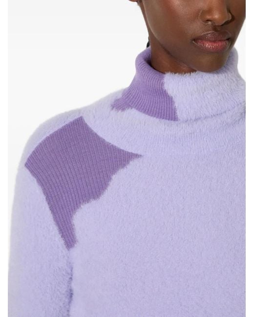 MM6 by Maison Margiela Purple Roll-Neck Panelled Sweater