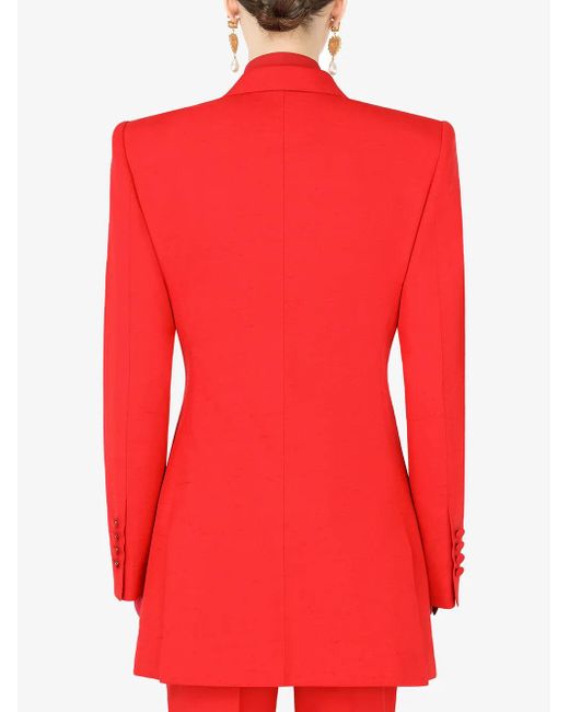 Dolce & Gabbana Red Single-Breasted Silk-Blend Blazer