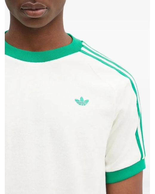 Adidas White Three-Stripe Ringer T-Shirt for men