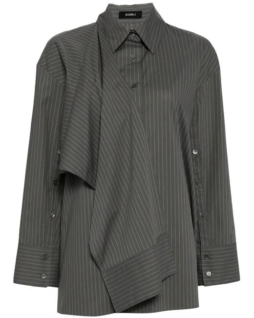Goen.J Gray Knotted-Detail Cotton Shirt