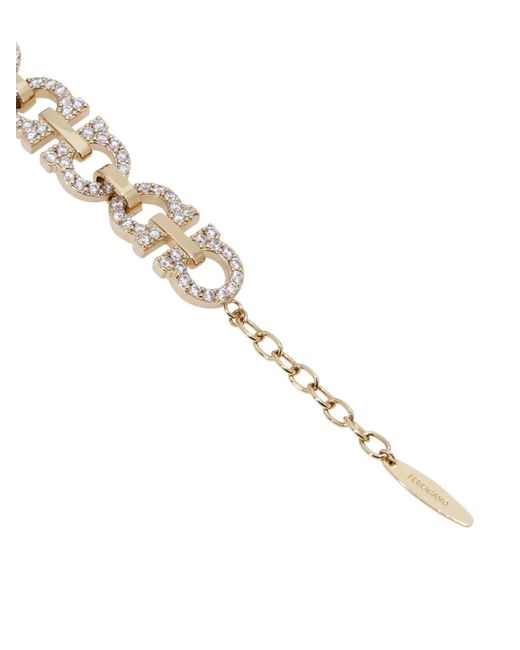 Ferragamo Metallic Crystal Embellished Gancini Bracelet Accessories