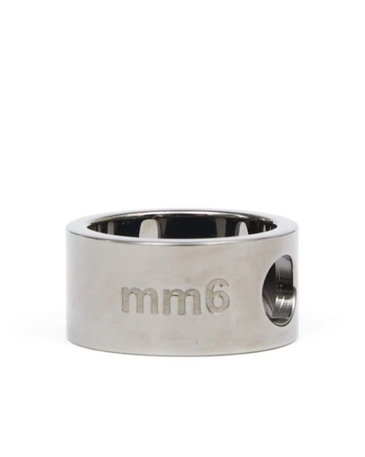 MM6 by Maison Martin Margiela Gray Circle Hole Logo-engraved Ring
