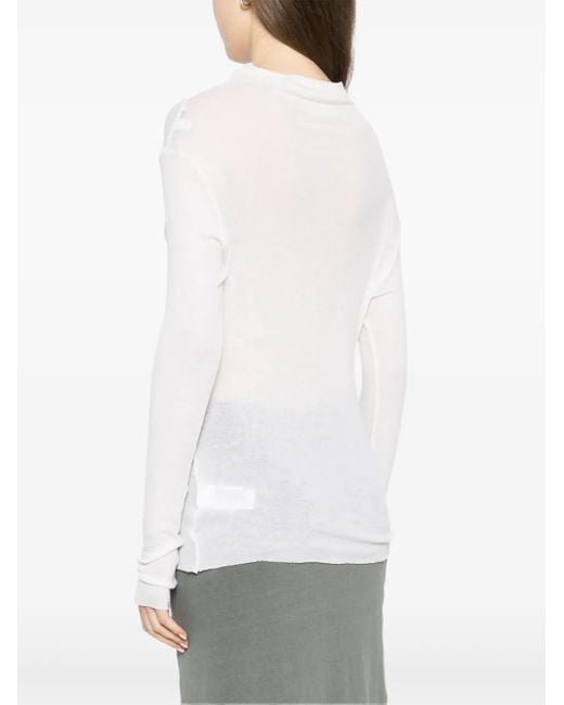 James Perse White Long-Sleeve Ribbed Sweater