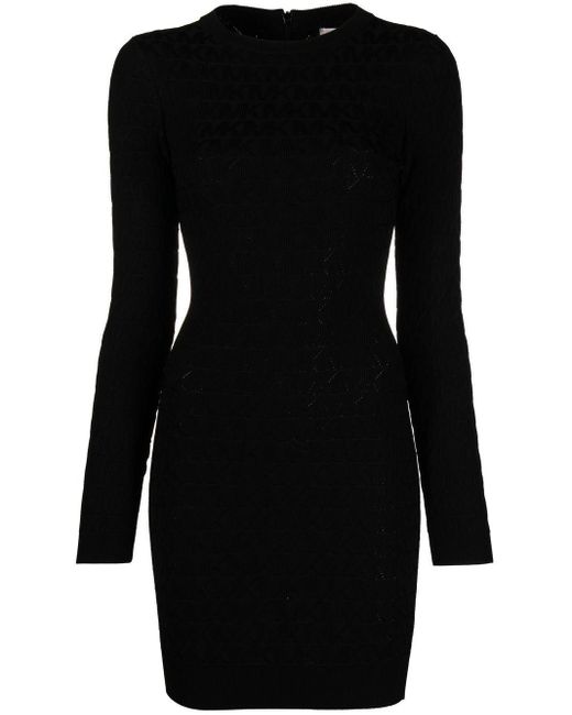 MICHAEL Michael Kors Monogram-jacquard Mini Dress in Black | Lyst
