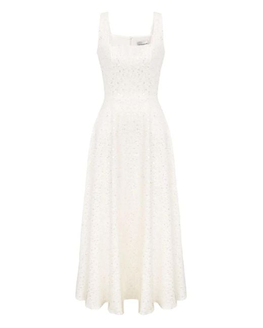 POST MERIDIEM White Sequin-Embellished Midi Dress
