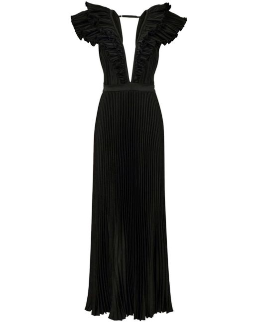 L'idée Black Tuileries Pleated Gown