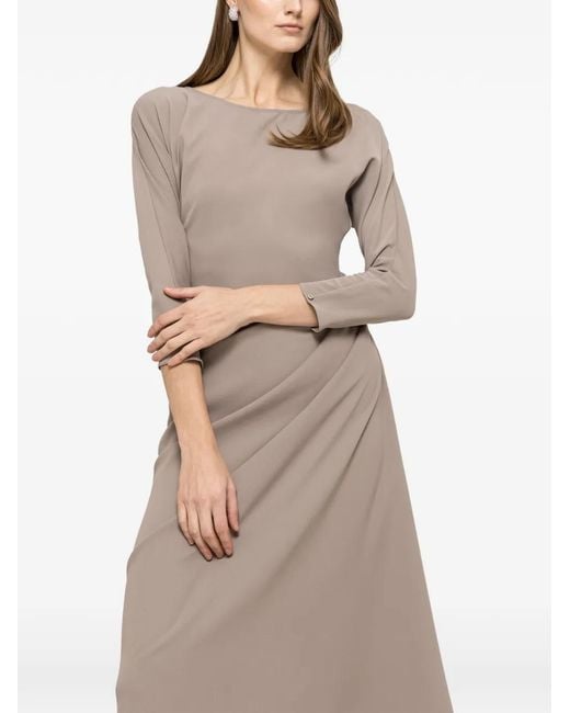 Nissa Natural Robe Mi-Longue À Design Plissé