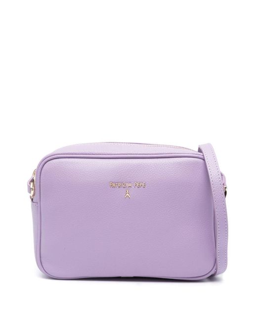 Patrizia Pepe Logo-lettering Leather Crossbody Bag in Purple | Lyst