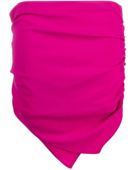The Attico Pink Hatty Gathered Asymmetric Mini Skirt