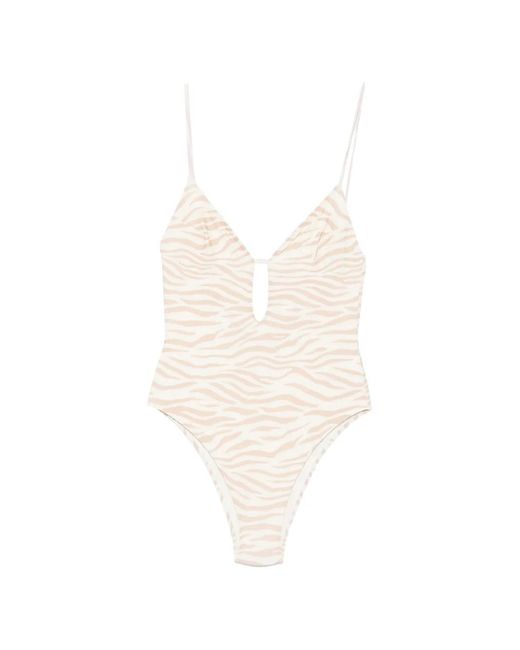 Mc2 Saint Barth White Crunchy Zebra-Print Swimsuit