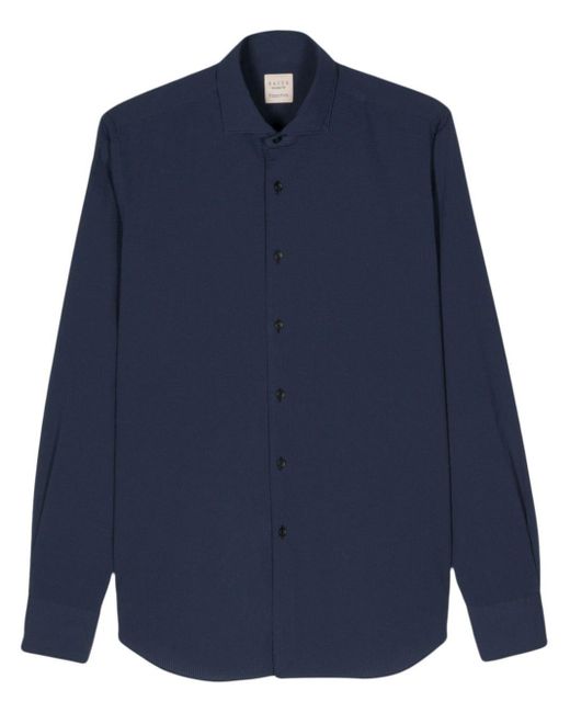 Xacus Blue Seersucker Cotton Shirt for men