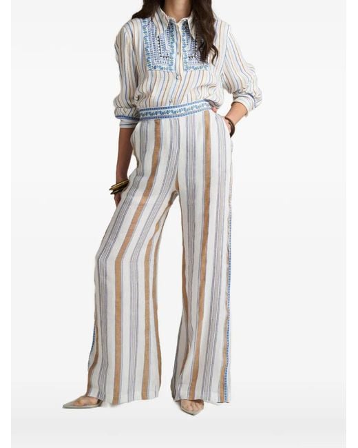 PHO® Firenze White Striped-Pattern Shirt