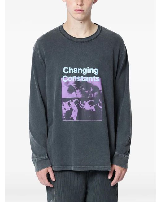 ACHM Gray Logo-Detail Long-Sleeve T-Shirt for men