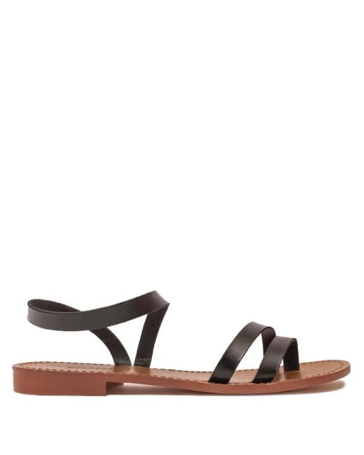 SOMMET Black Leather Ankle-Strap Sandals