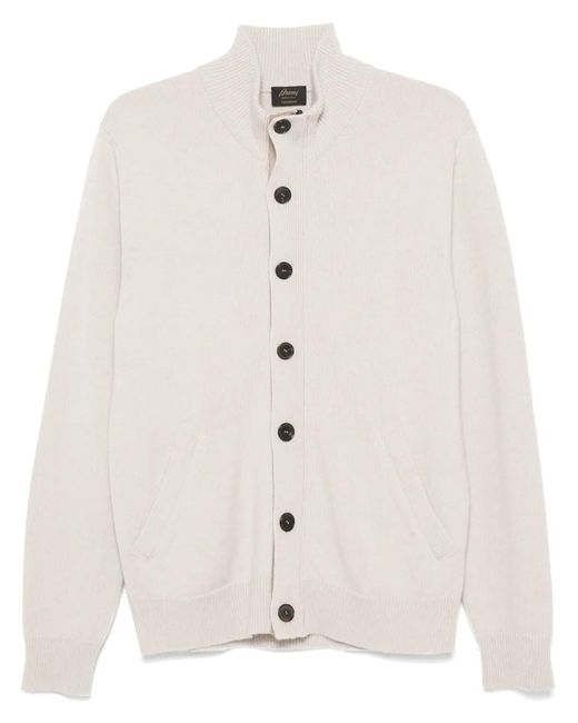 Brioni White Cashmere Cardigan for men