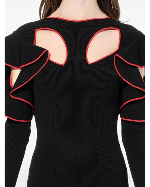 McQueen Black Ruffled Cut-Out Dress