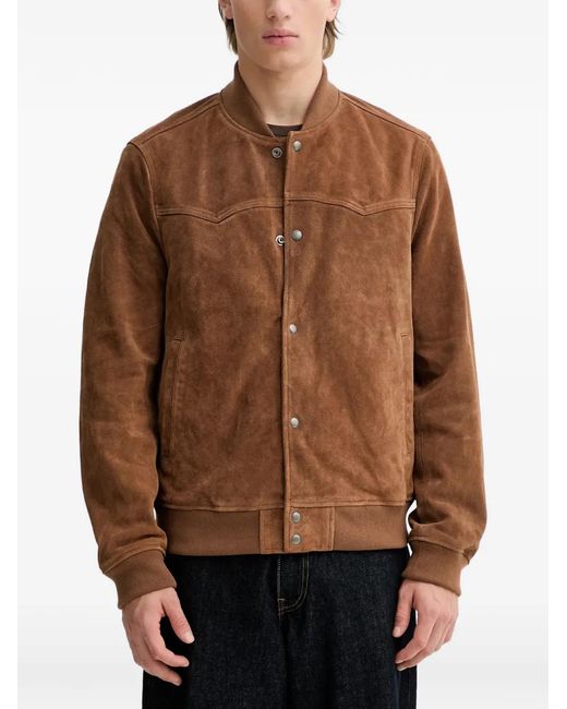 AllSaints Brown Buttoned Leather Jacket for men