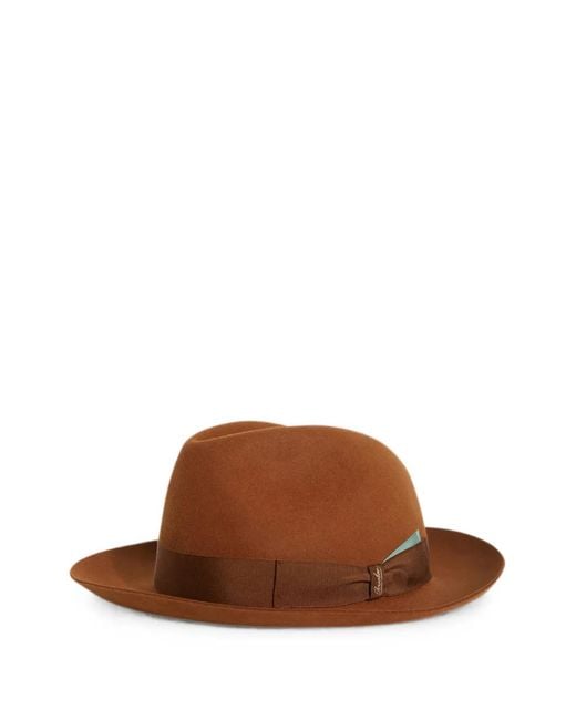 Pal Zileri Brown X Borsalino Federico Fédora À Détail Gros Grain for men