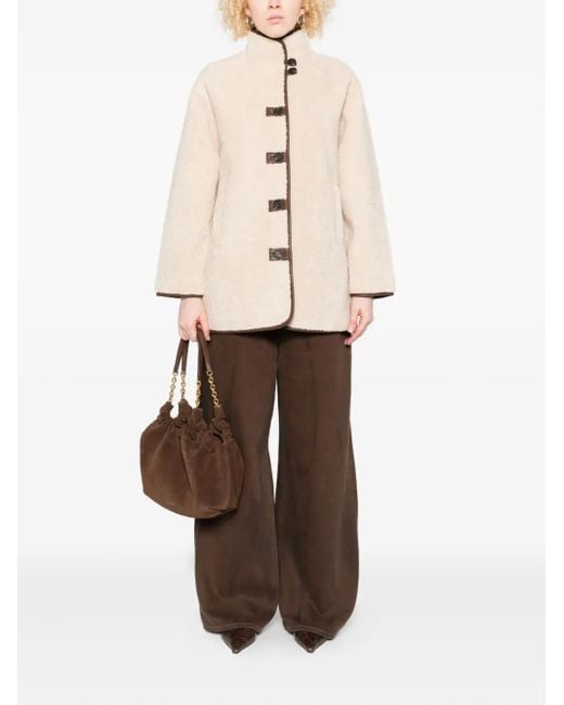 Yerse Natural Button-Fastening Shearling Coat