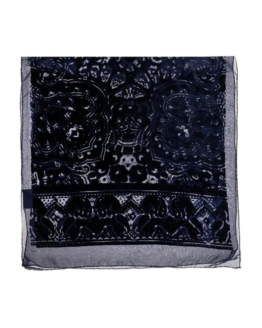 Etro ペイズリーベルベットスカーフ Blue