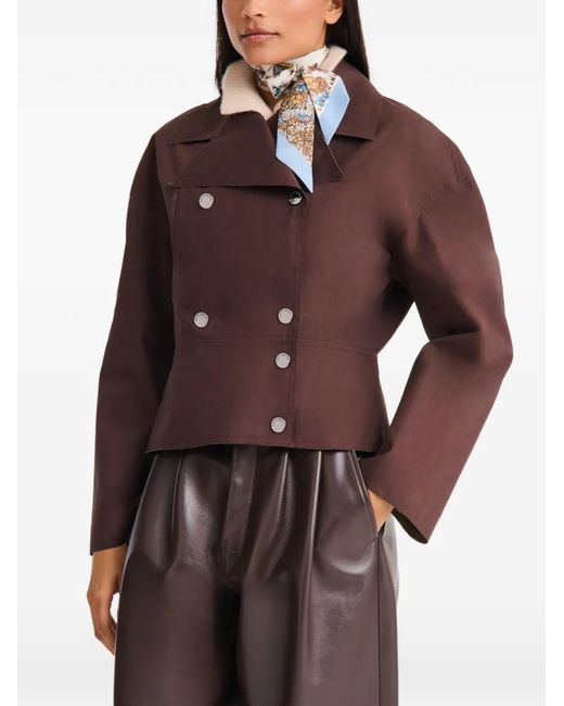 Longchamp Brown Frise Fleurie Scarf