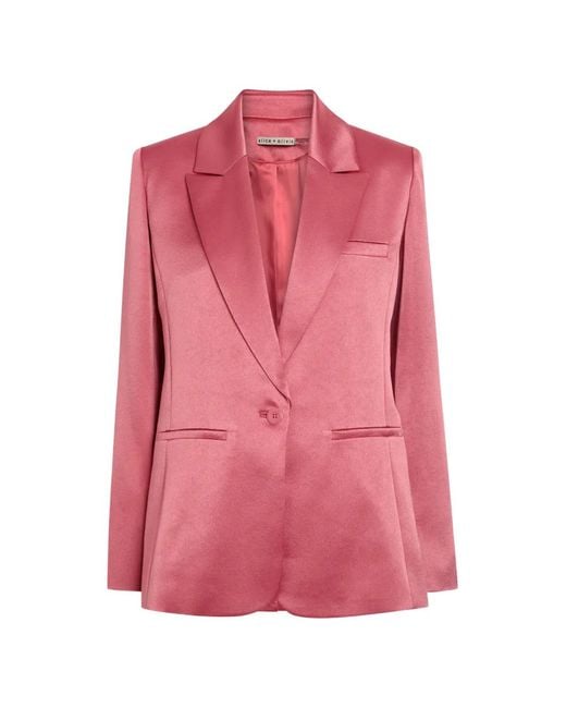 Alice + Olivia Pink Billie Single-Breasted Satin Blazer