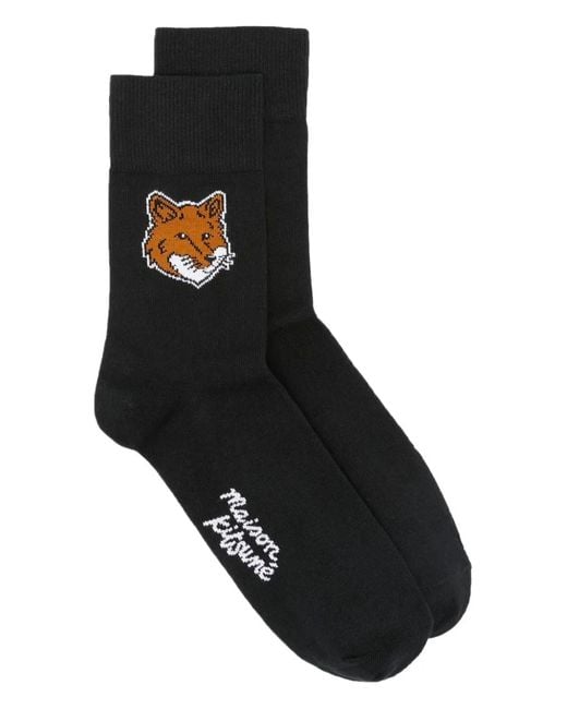 Maison Kitsuné Black Fox-Embellishment Socks