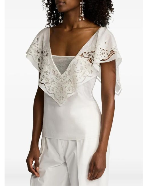 Ralph Lauren White Lace-Detail Top