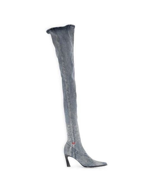 DIESEL White Pointed-Toe D-Allas Boots