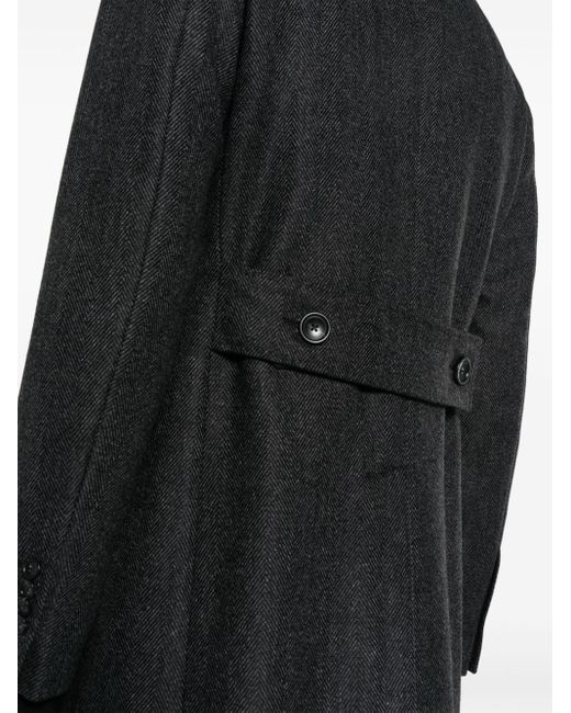 Tagliatore Doppelreihiger Mantel mit Fischgrätenmuster in Black für Herren
