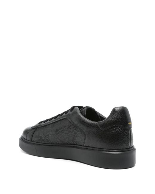 Doucal's Black Grained-Leather Sneakers for men