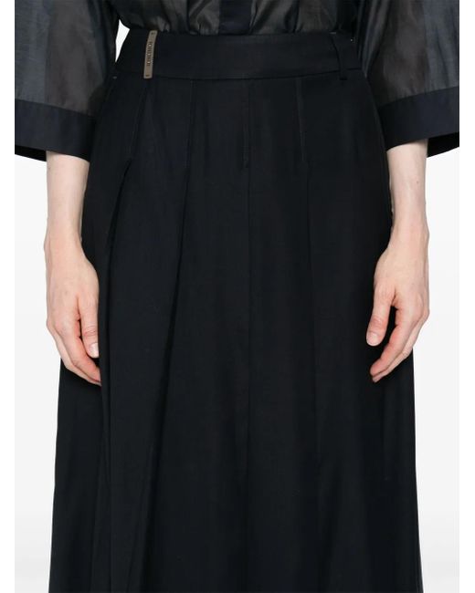 Peserico Black Pleated Midi Skirt